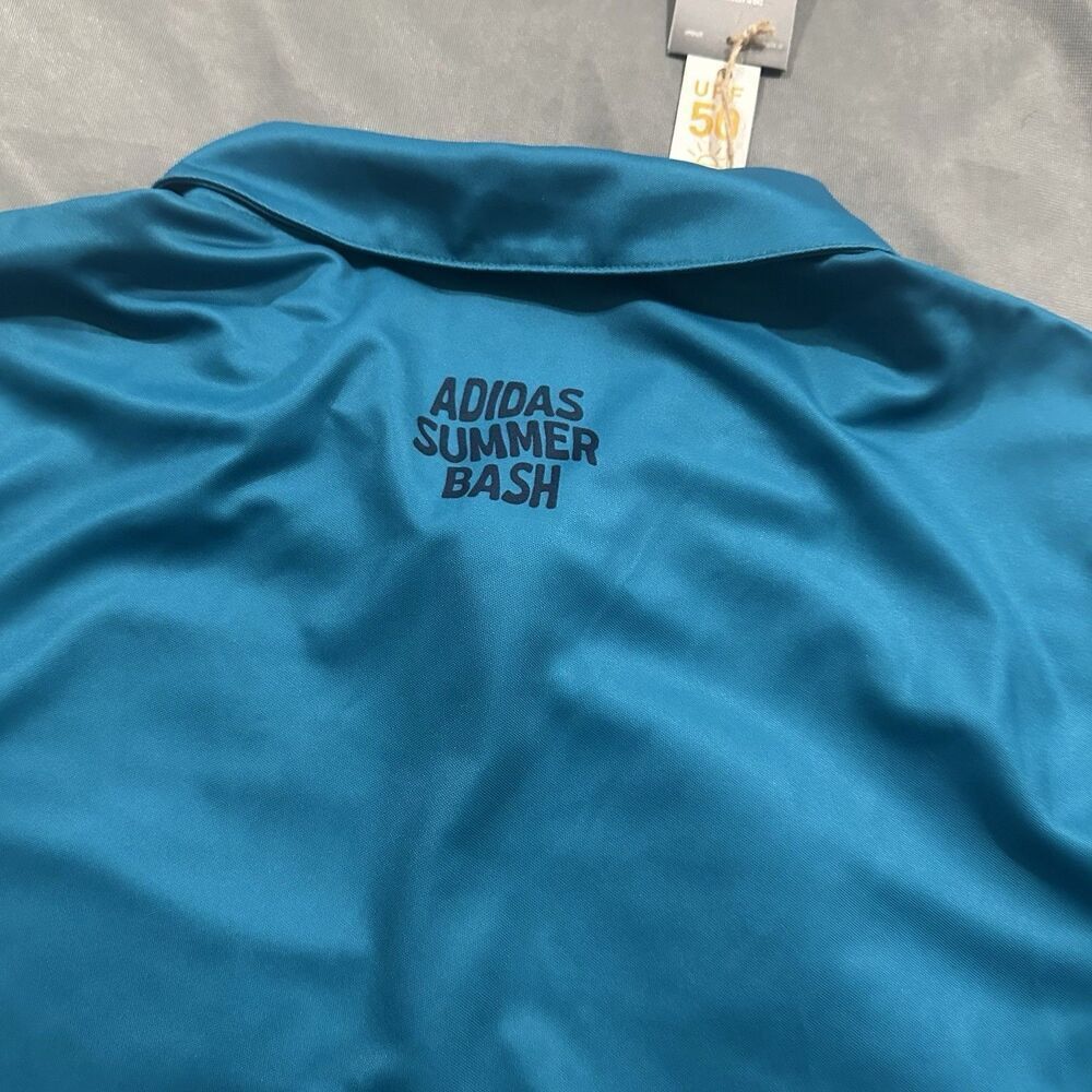Adidas Shirt Mens Large Summer Bash Dugout Polo Button Primegreen Short Sleeve - Picture 9 of 9